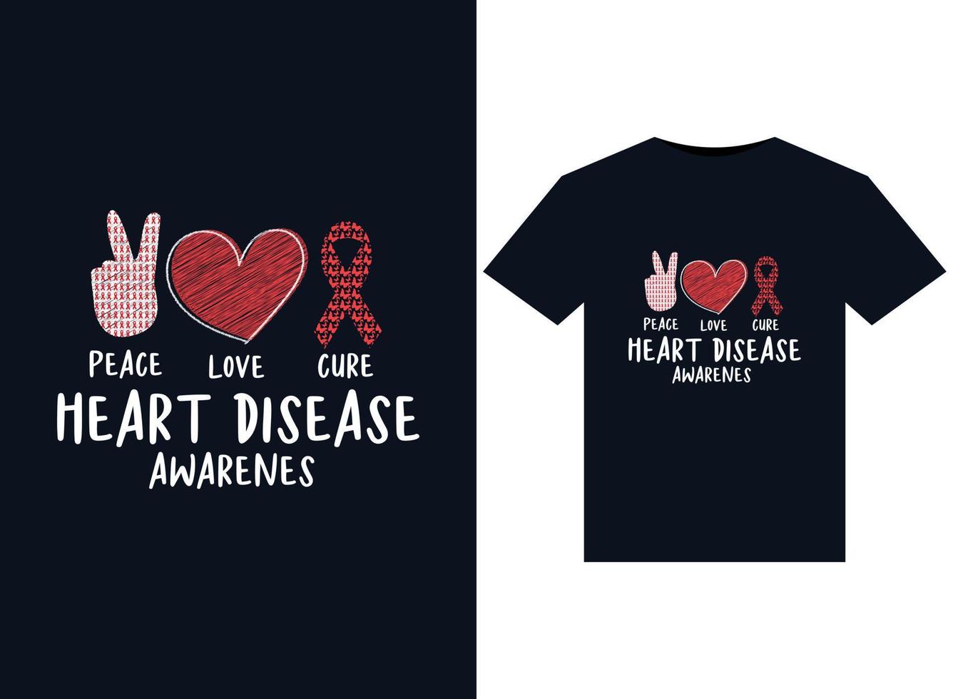 paz amor cura enfermedades del corazón conciencia ilustraciones para el diseño de camisetas listas para imprimir vector