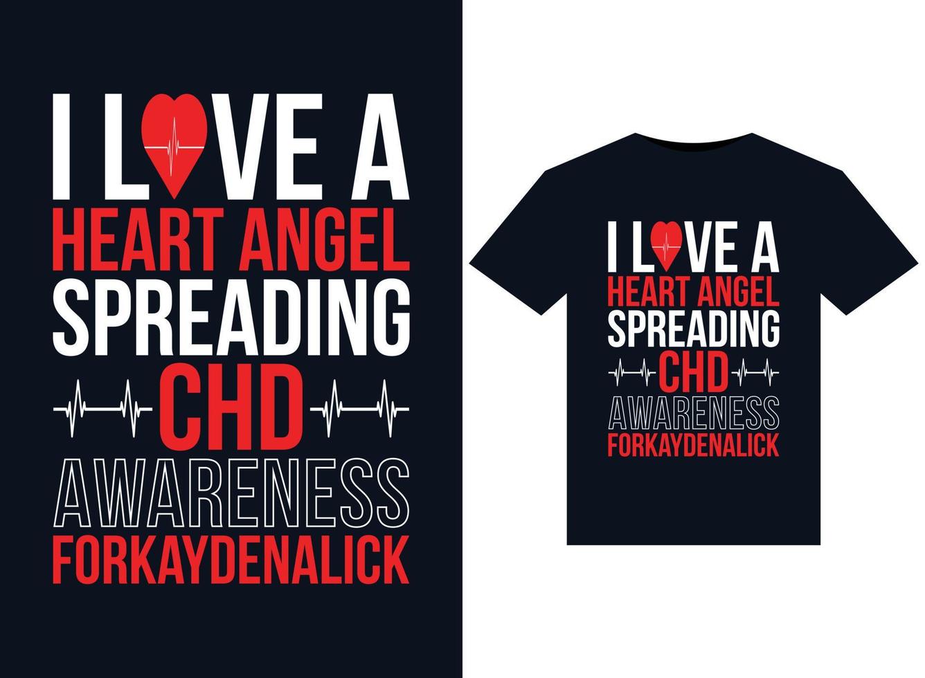 me encanta un ángel del corazón que difunde la conciencia de chd por las ilustraciones de kaydenalick para el diseño de camisetas listas para imprimir vector