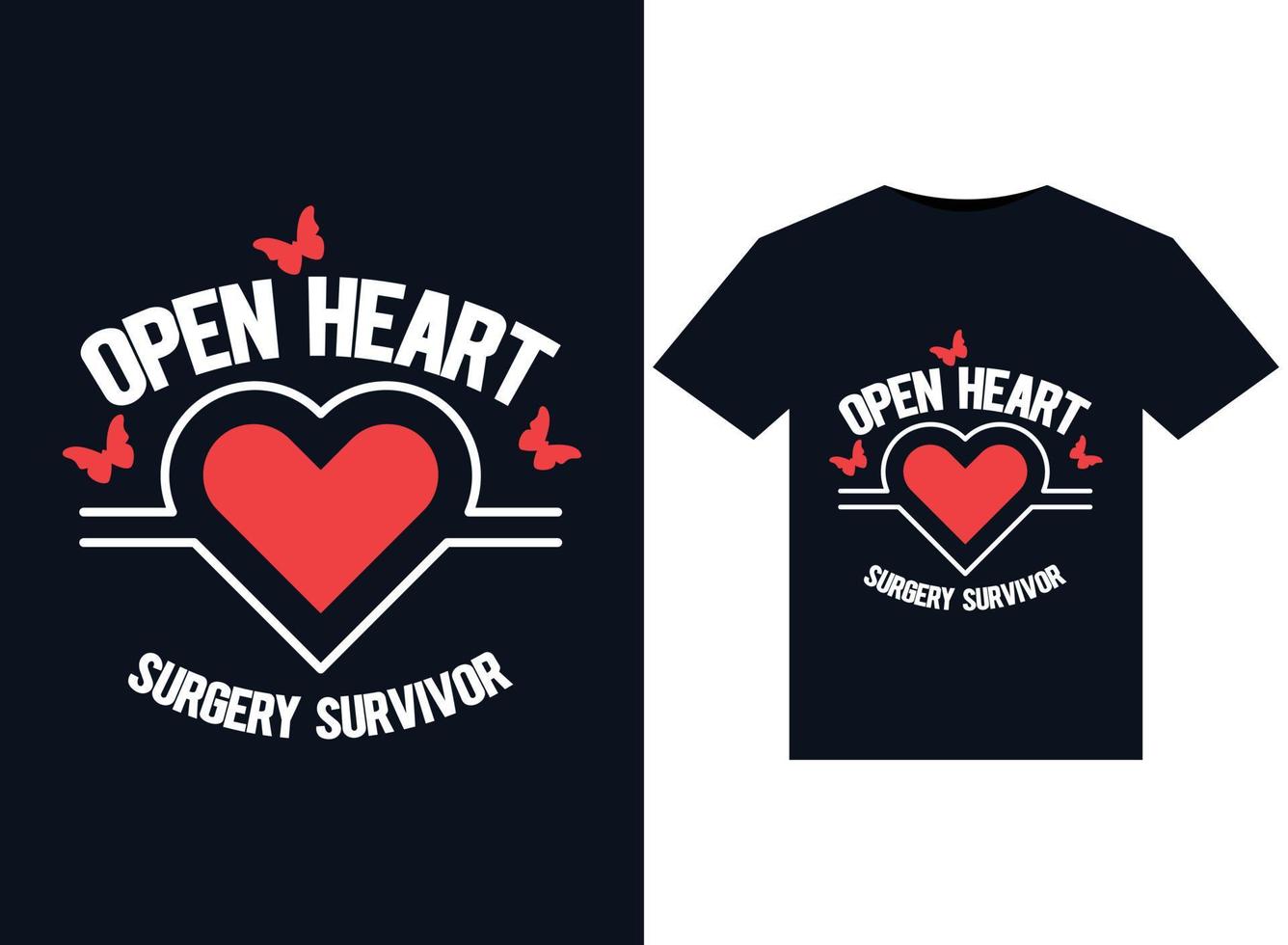 iOpen Heart Surgery Survivor illustrations for print-ready T-Shirts design vector