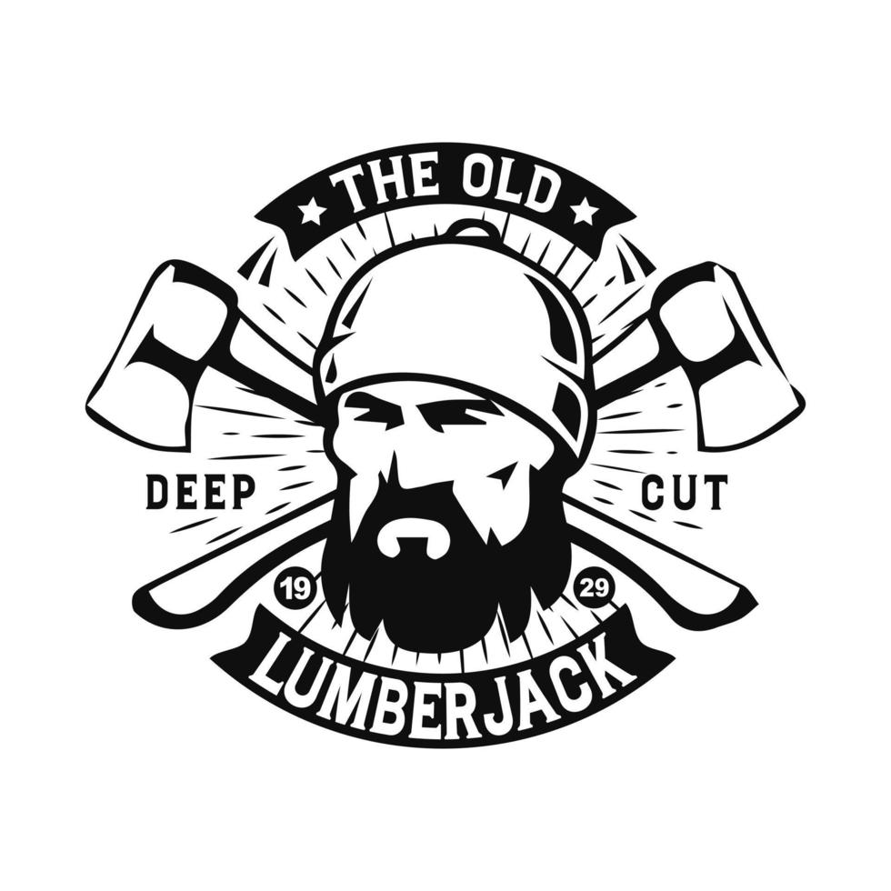 Lumberjack skull illustration. Woodworkers festival poster template. Shirt design on dark background. vector