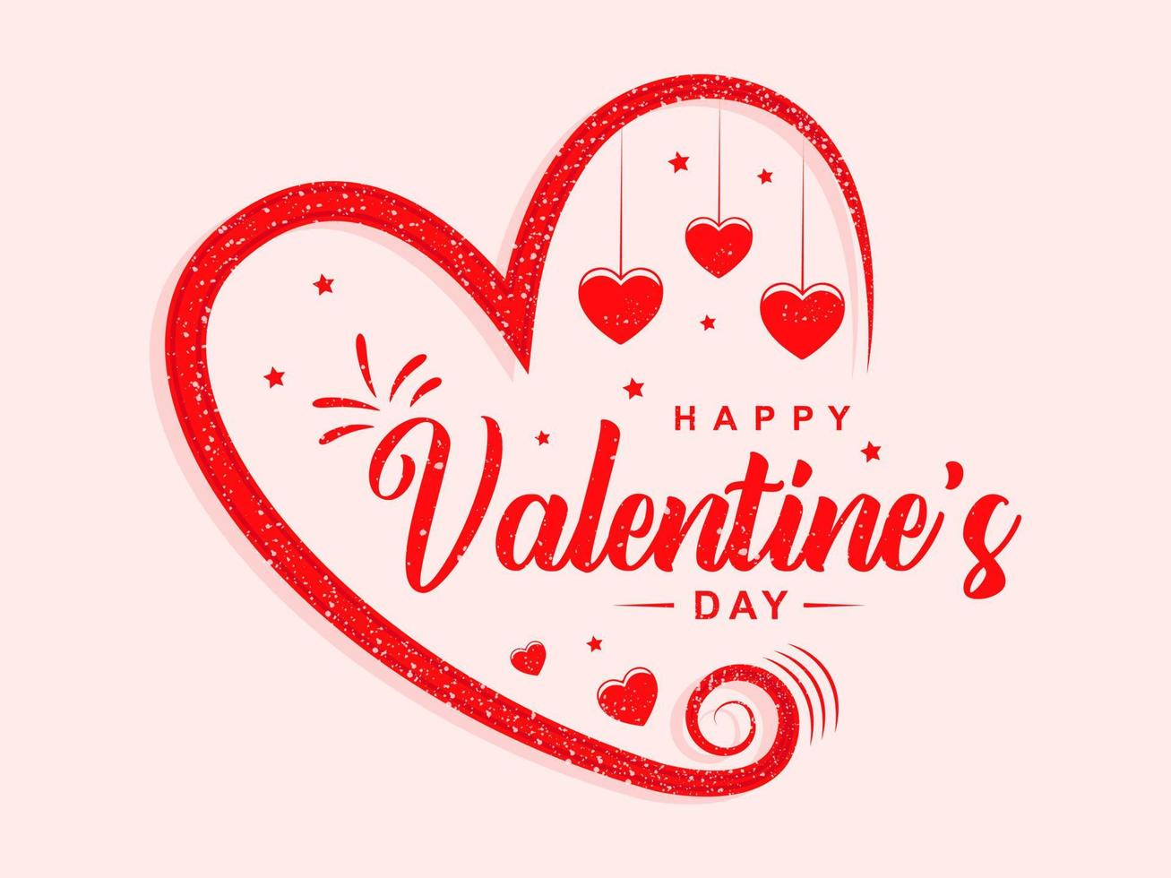 Happy Valentines Day with hearts shape greeting card on colorful background. Hand drawn text lettering for Valentines Day Vector illustration. Calligraphic design for print cards, banner, poster
