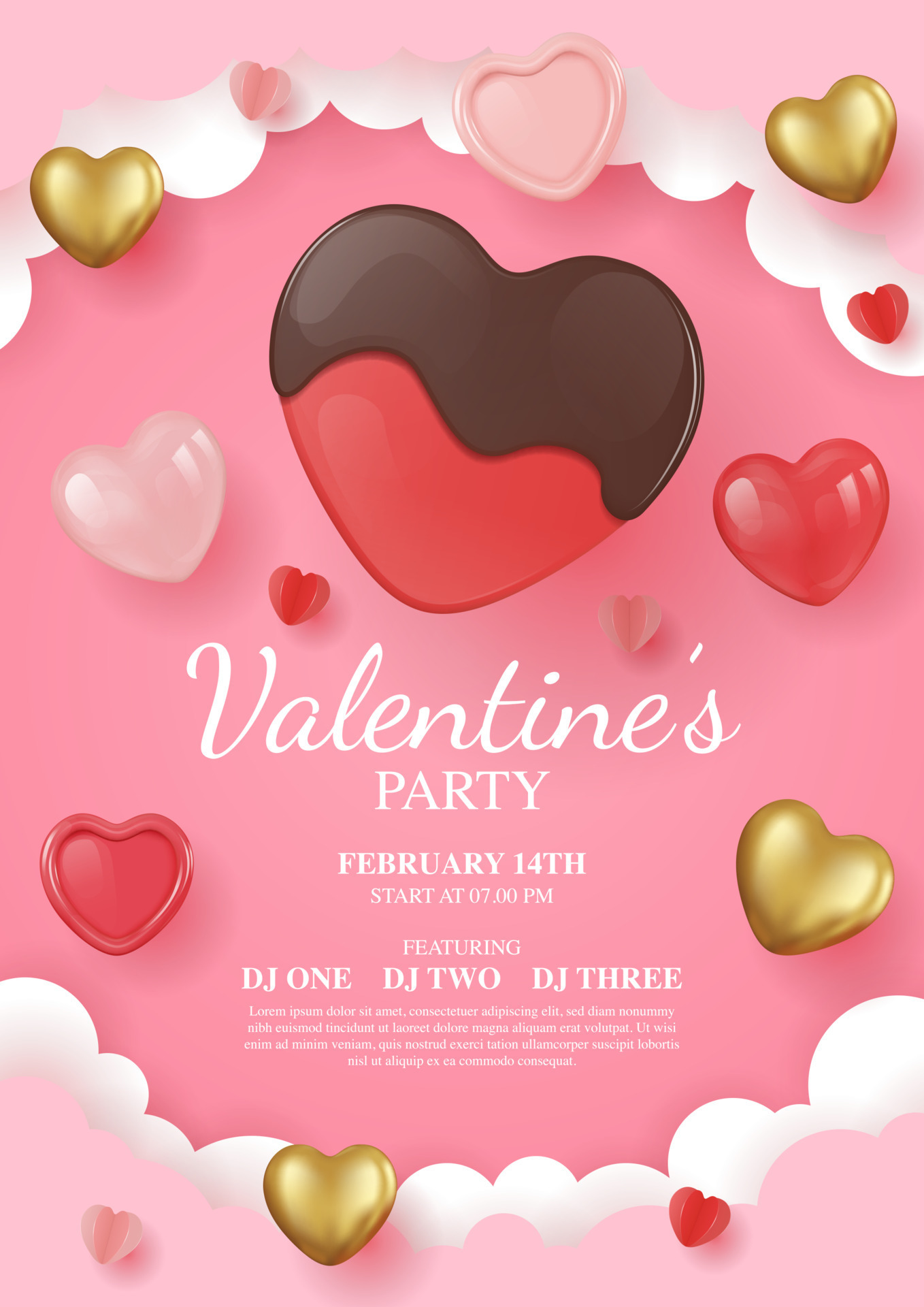 Valentine's day sale background with balloons heart and golden hearts.  Vector illustration. Wallpaper, flyers, invitation, posters, brochure,  banners. 16746845 Vector Art at Vecteezy