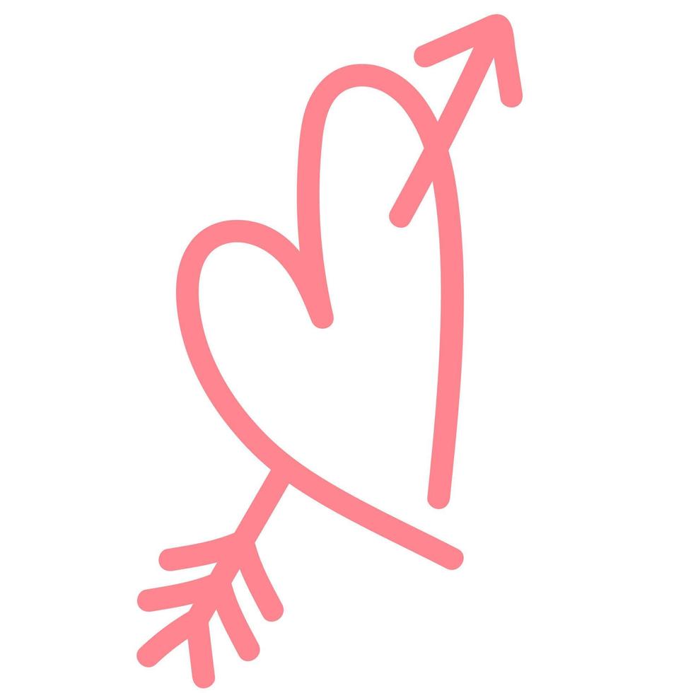 Vector heart with arrow icon.Heart hand draw illustration
