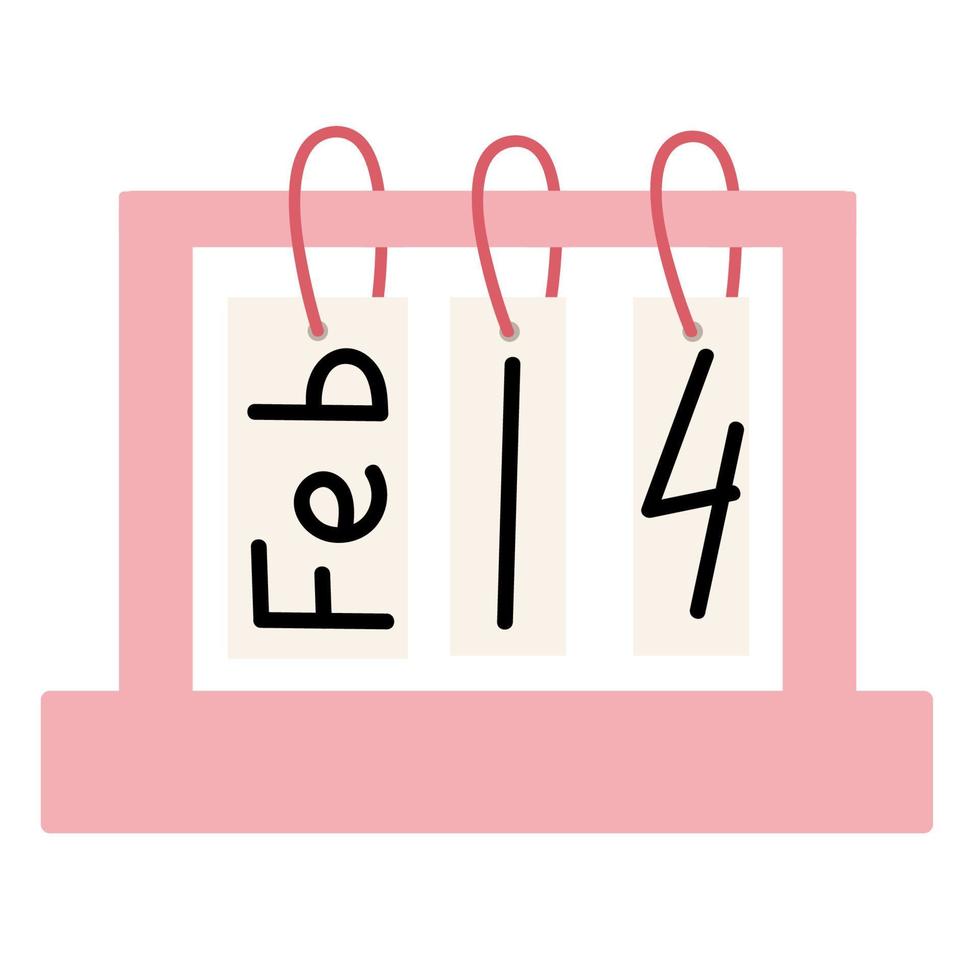 February 14 calendar.Flat vector illustration.