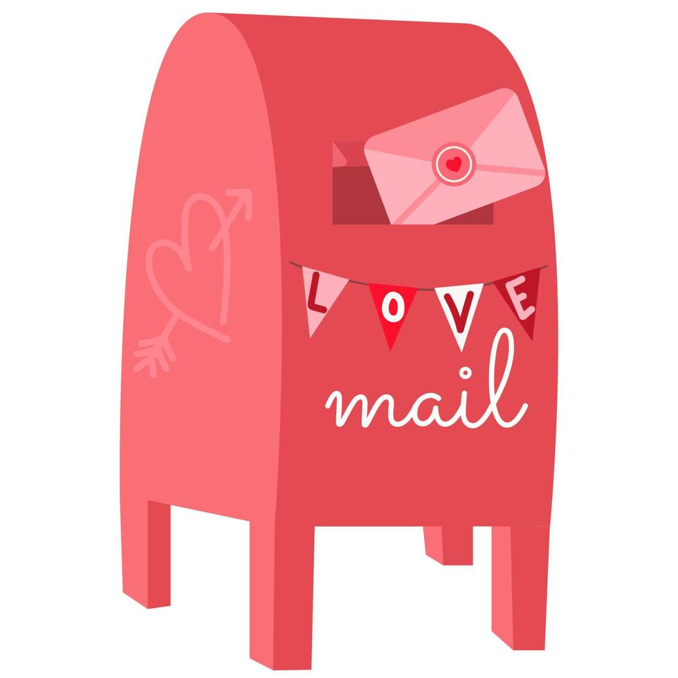 Love letter vector. Mailbox vector. Love letter in mailbox. Vector stock of a mail box with a love letter inside.