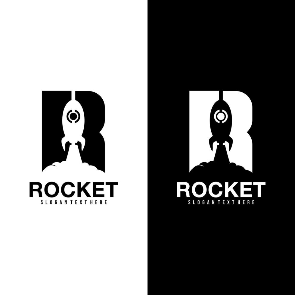 r rocket logo design vector