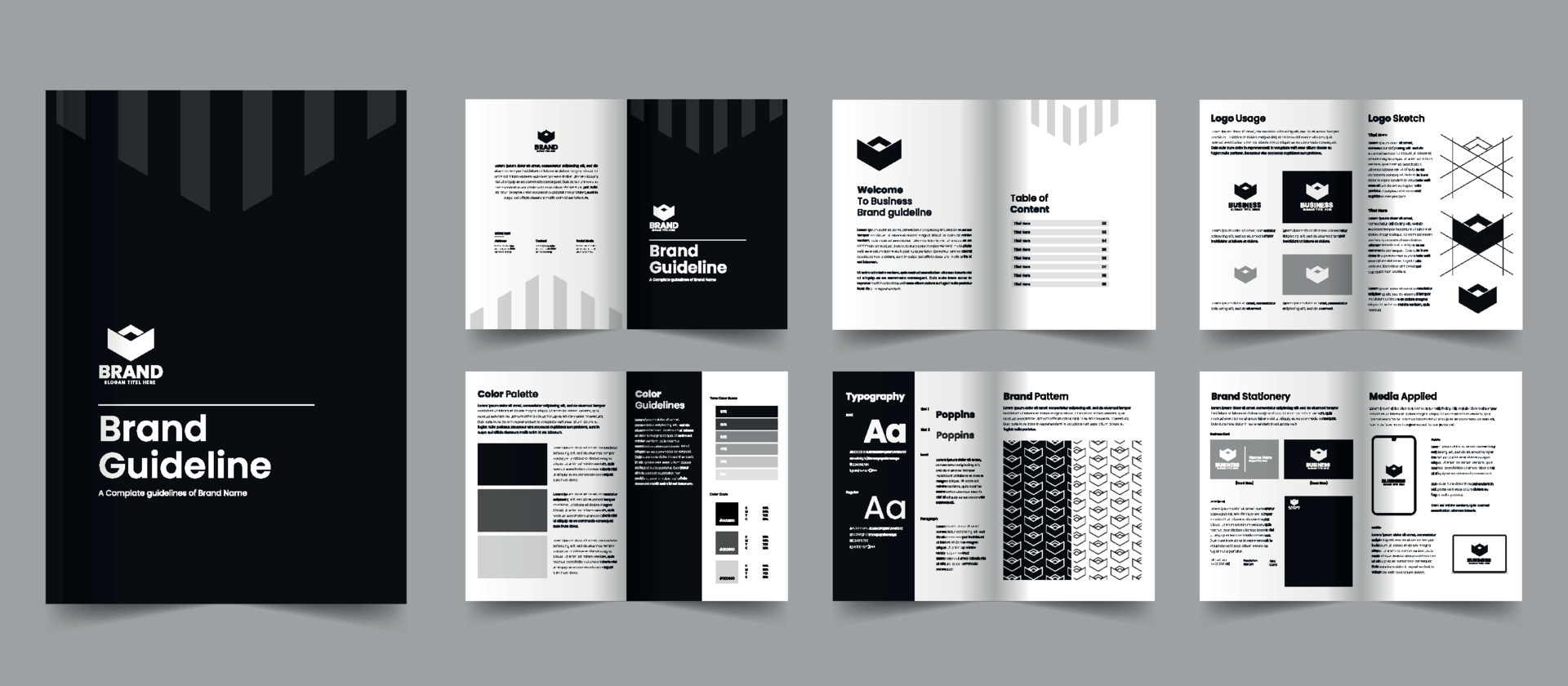 Branding Guidelines Template for Adobe Photoshop Illustrator and Sketch