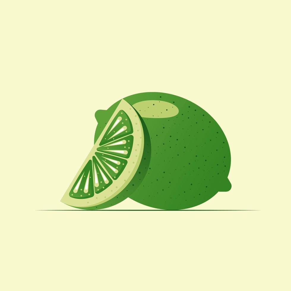 Bright juicy lime citrus in cartoon style vector