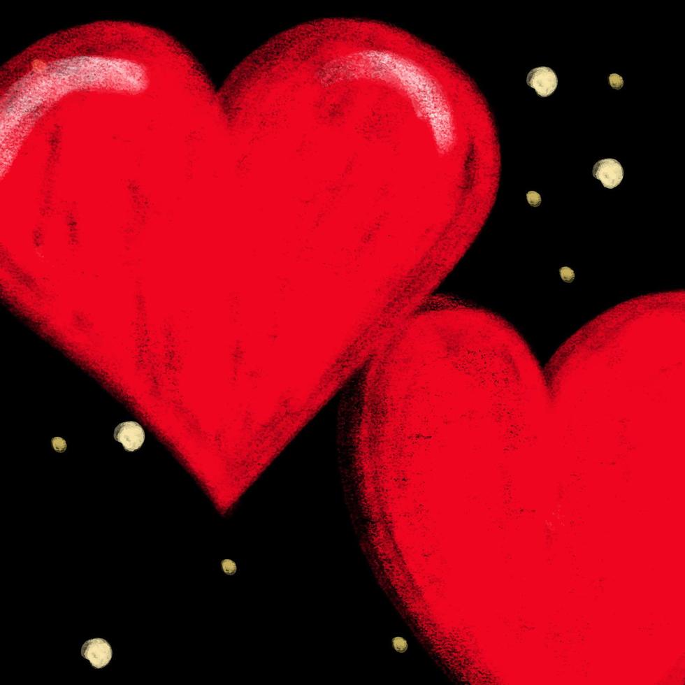 ilustración corazones rojos sobre un fondo negro vector