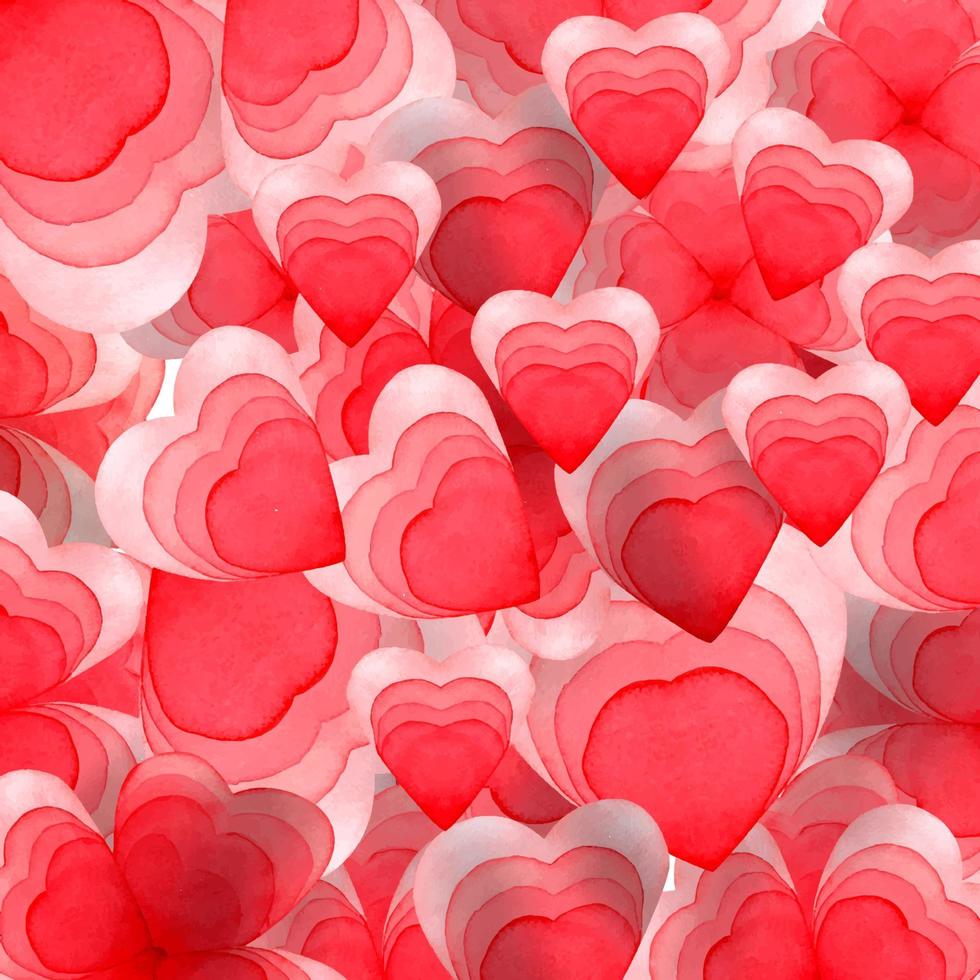 Pattern Abstract background with a red hearts watercolor vector