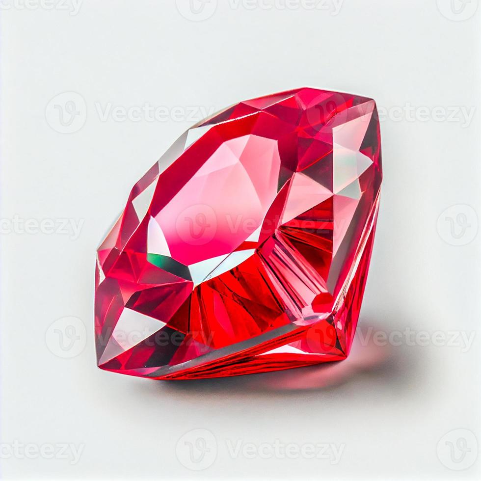 Ruby gemstone isolated on white background for jewelry shop. Beauty close up shot. photo