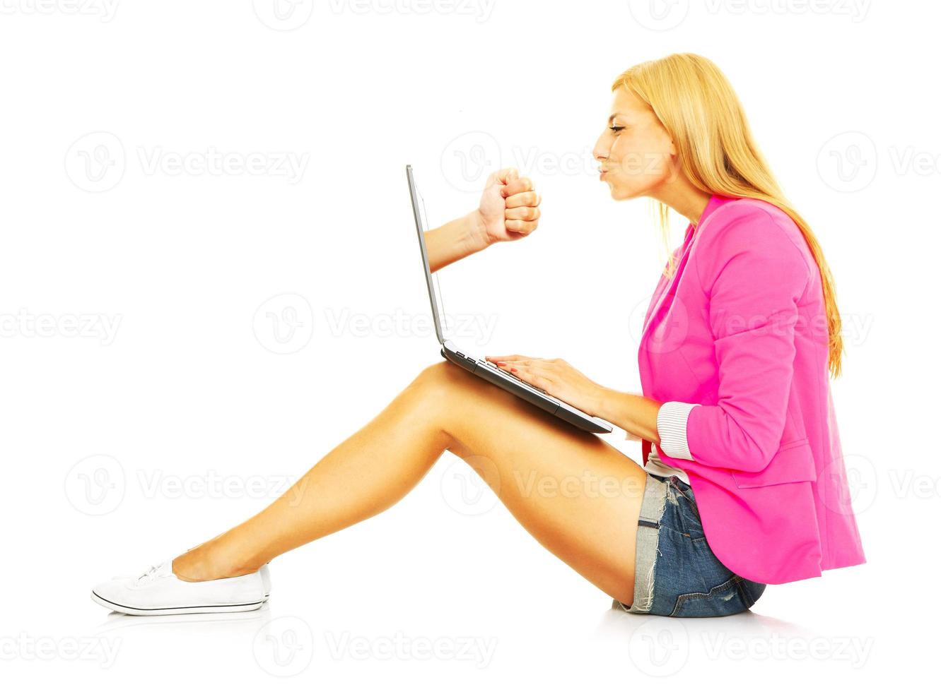 Woman with laptop photo
