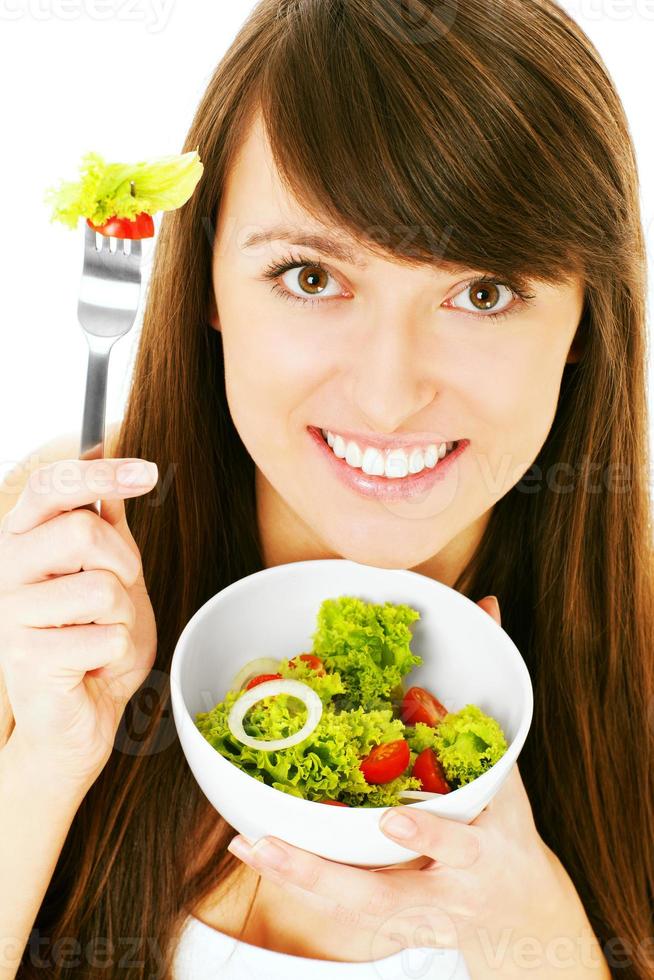 mujer con comida sana foto