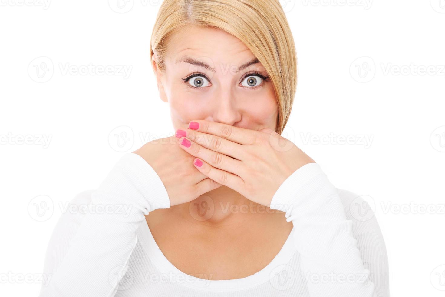 Woman with oops pose photo