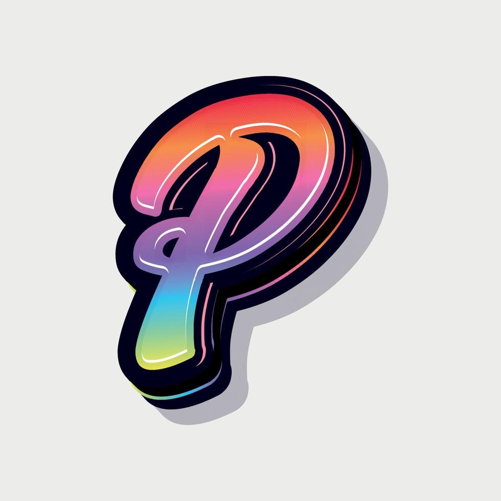 Paint style 3d letter p vector