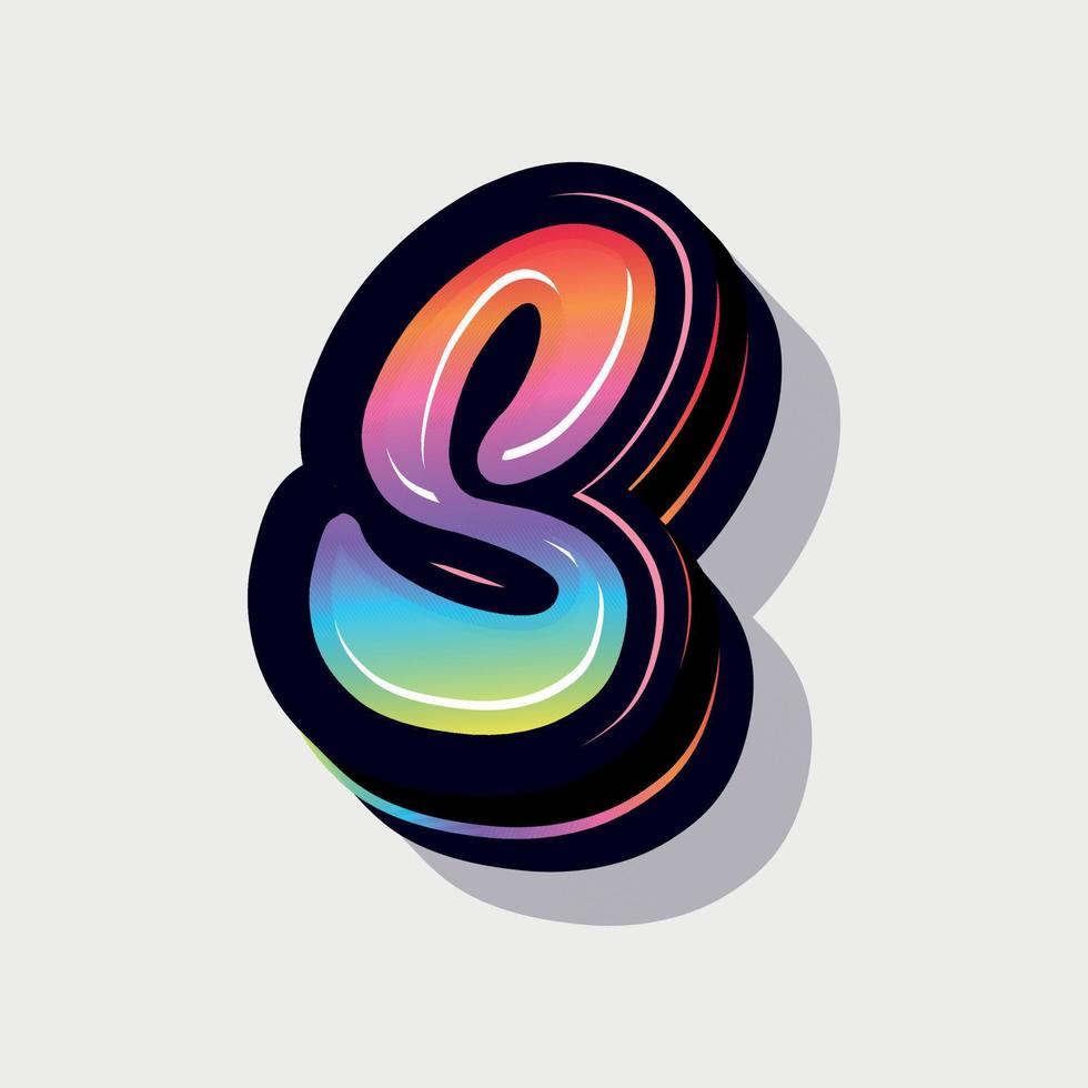 Paint style 3d small letter s vector