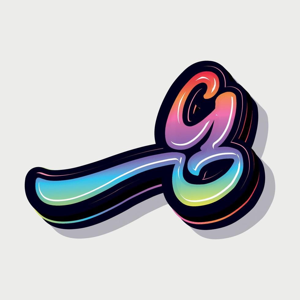 Paint style 3d small letter g vector