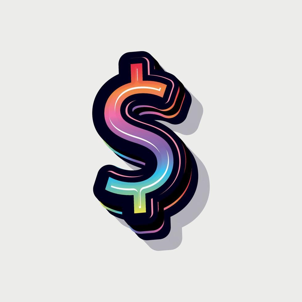 Paint style 3d dollar sign vector