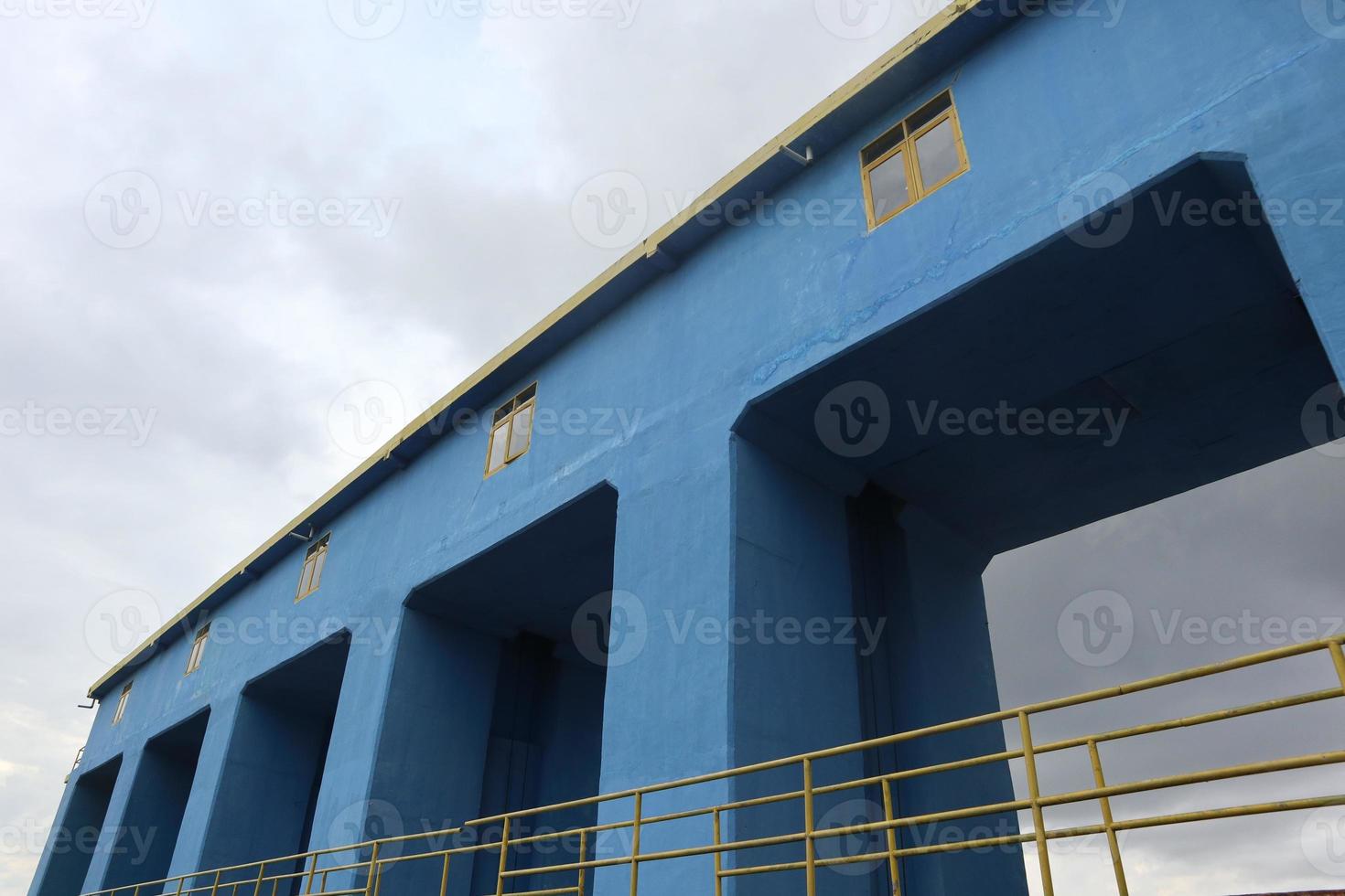 sluice in the morning against the background of a sky photo