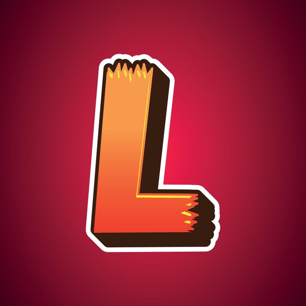 Cartoon style 3d letter l vector