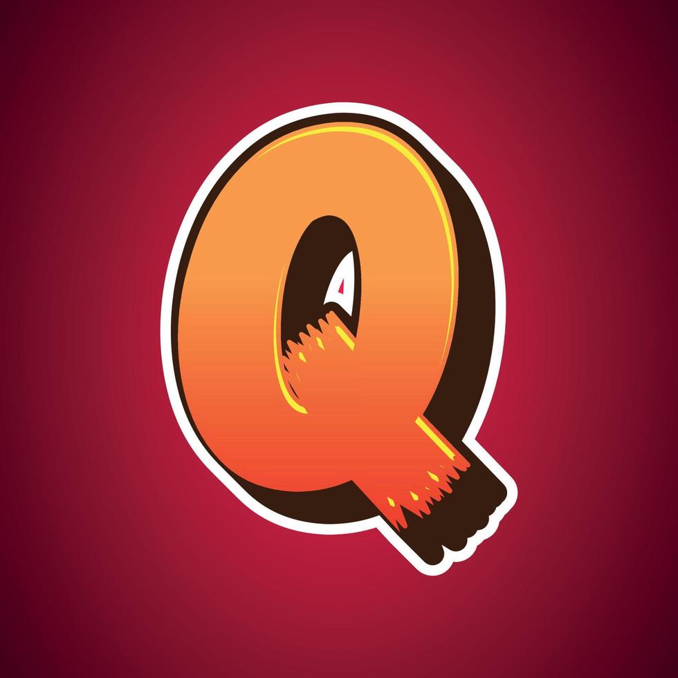 Cartoon style 3d letter q vector