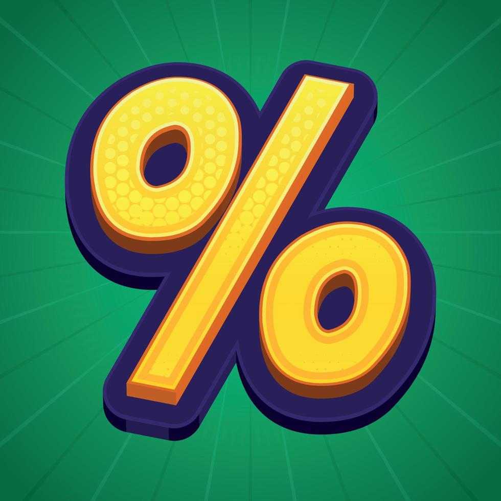 3d illustration of percentage sign vector