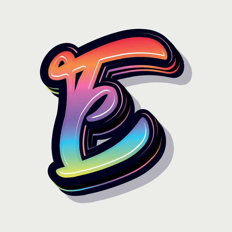 Paint style 3d letter e vector