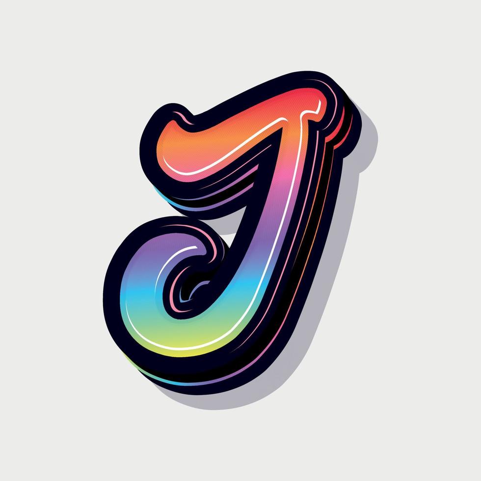 Paint style 3d letter j vector