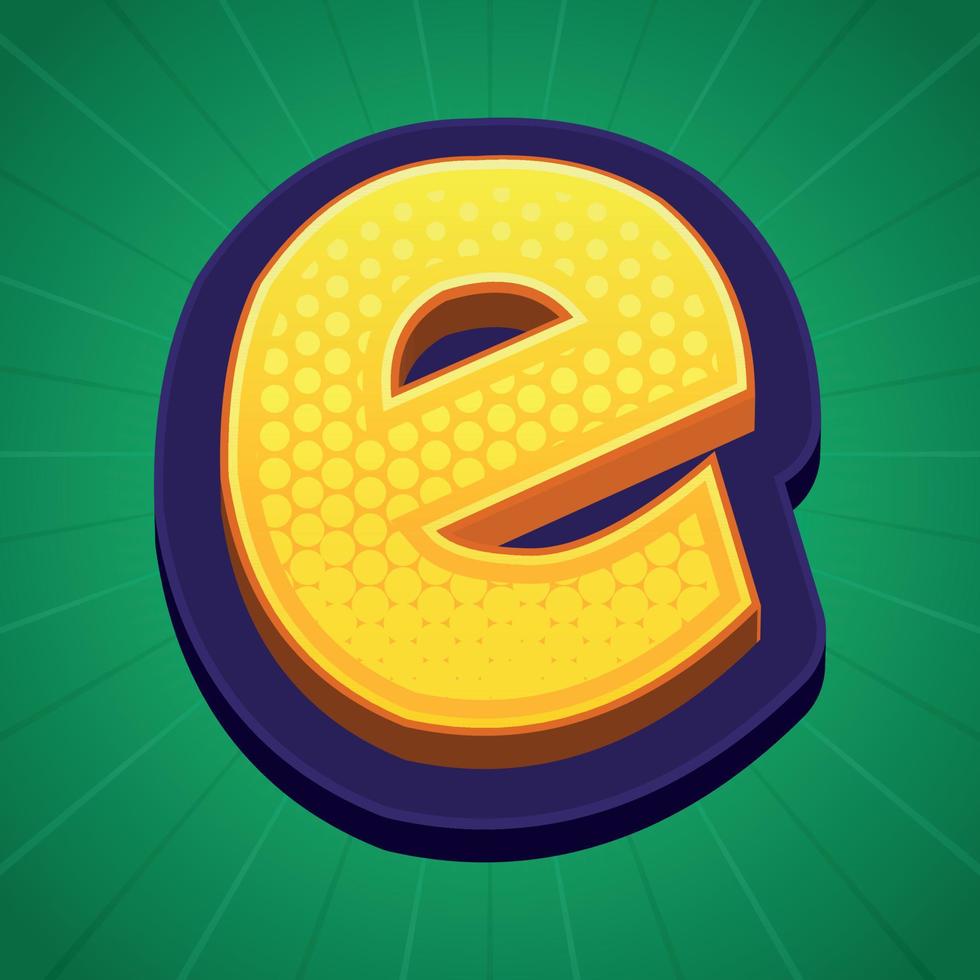 3d illustration of small letter e vector