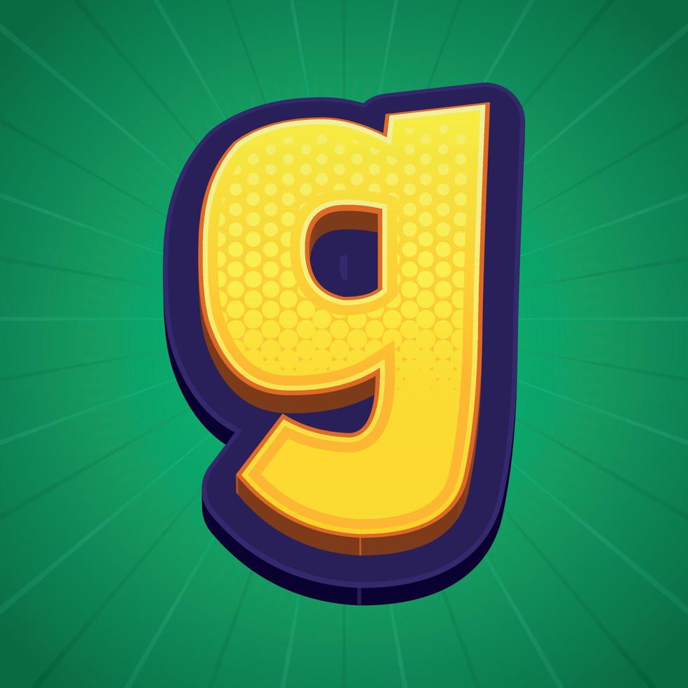 3d illustration of small letter g vector