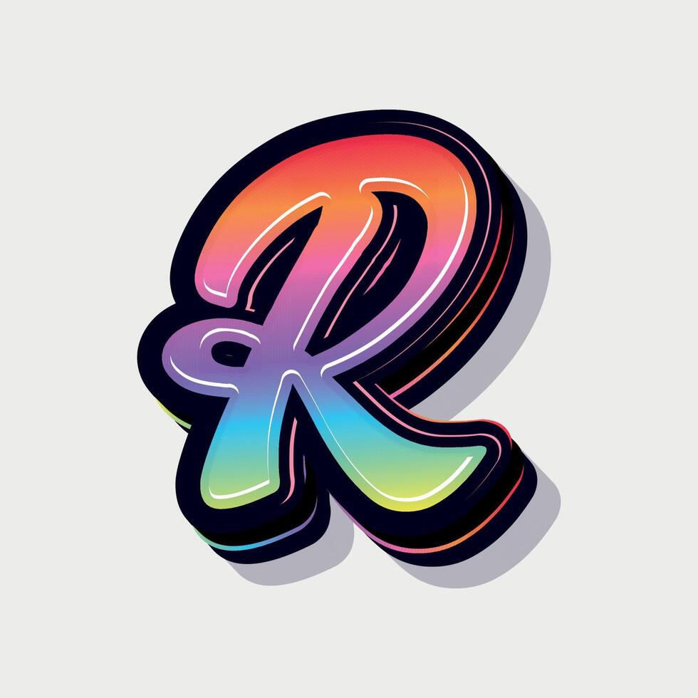 Paint style 3d letter r vector