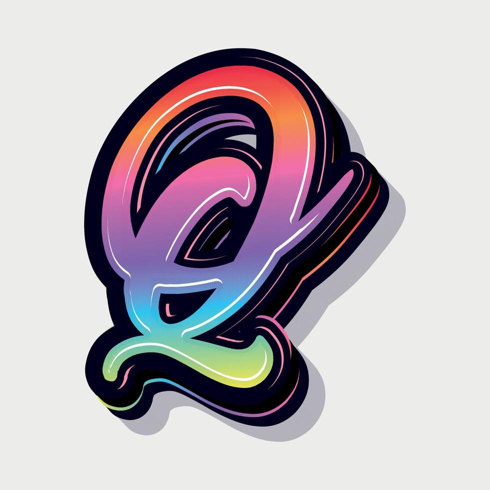 Paint style 3d letter q vector