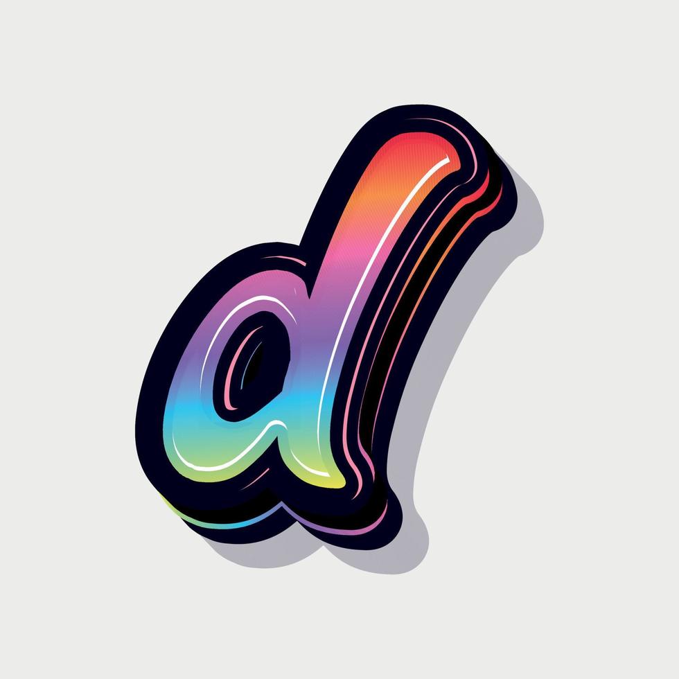 Paint style 3d small letter d vector