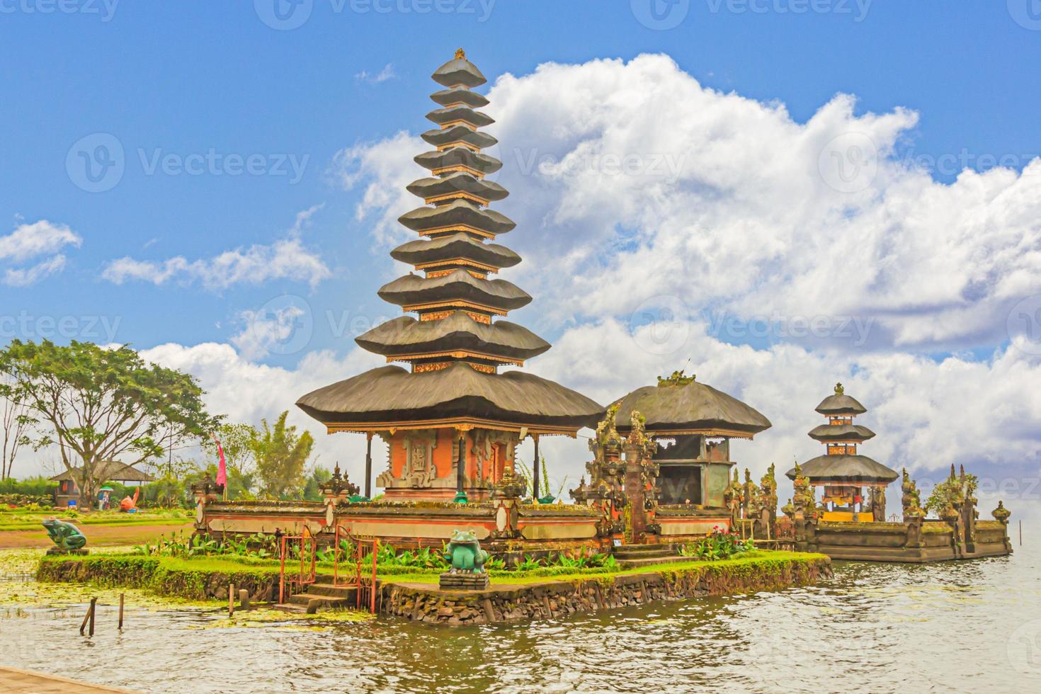 Picture of the spectacular roof structures of a typical Balinese temple complex photo