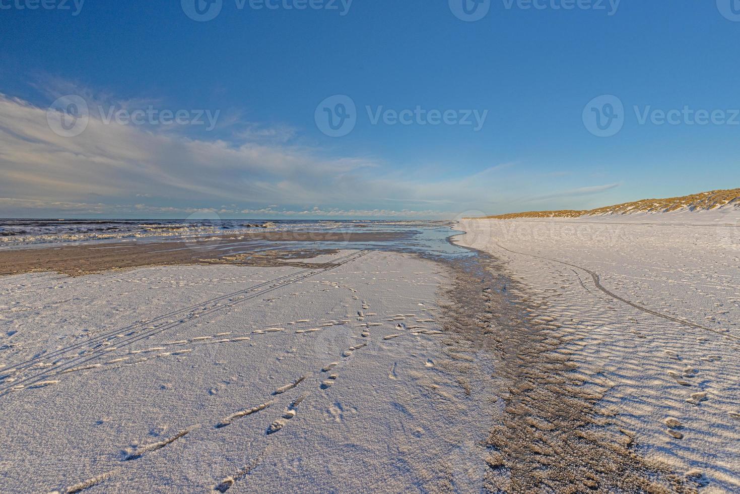 Winter image of a North Sea beach near Vejers in Denmark photo