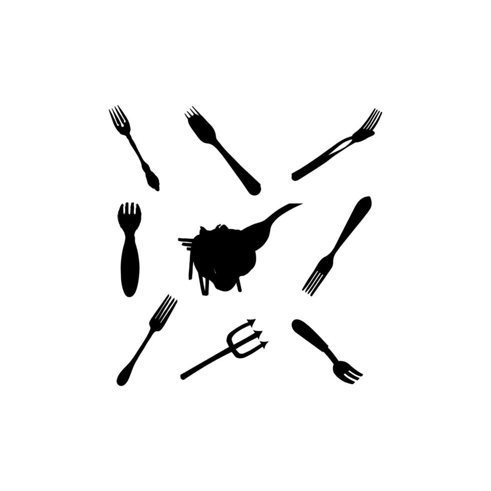 diseño creativo de icono de conjunto de tenedor de comida vector