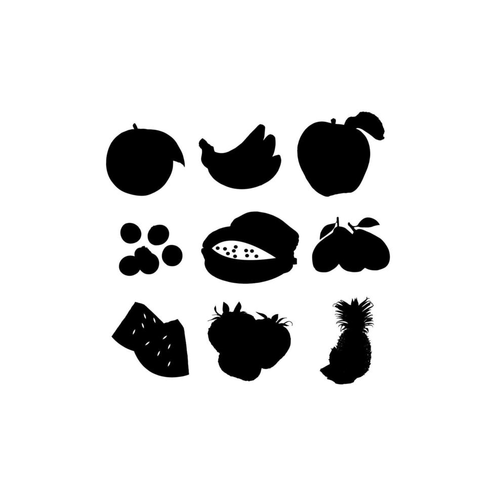 diseño de silueta de icono de conjunto de frutas vector