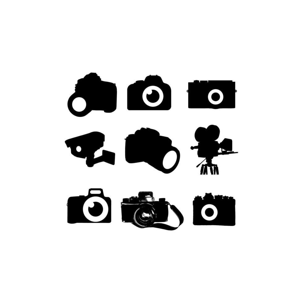 camera collection set icon design vector