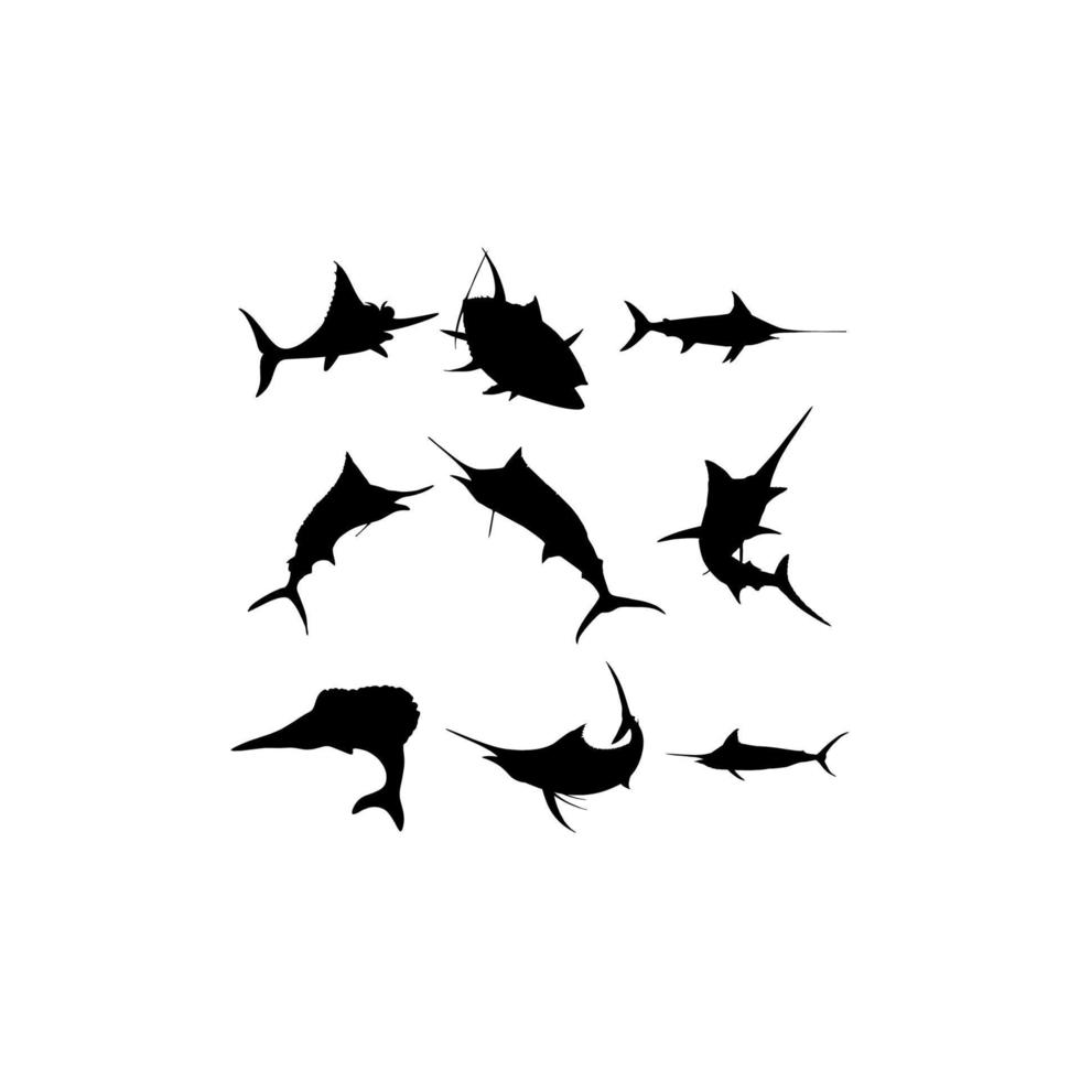 marlin fish illustration set creative design vector