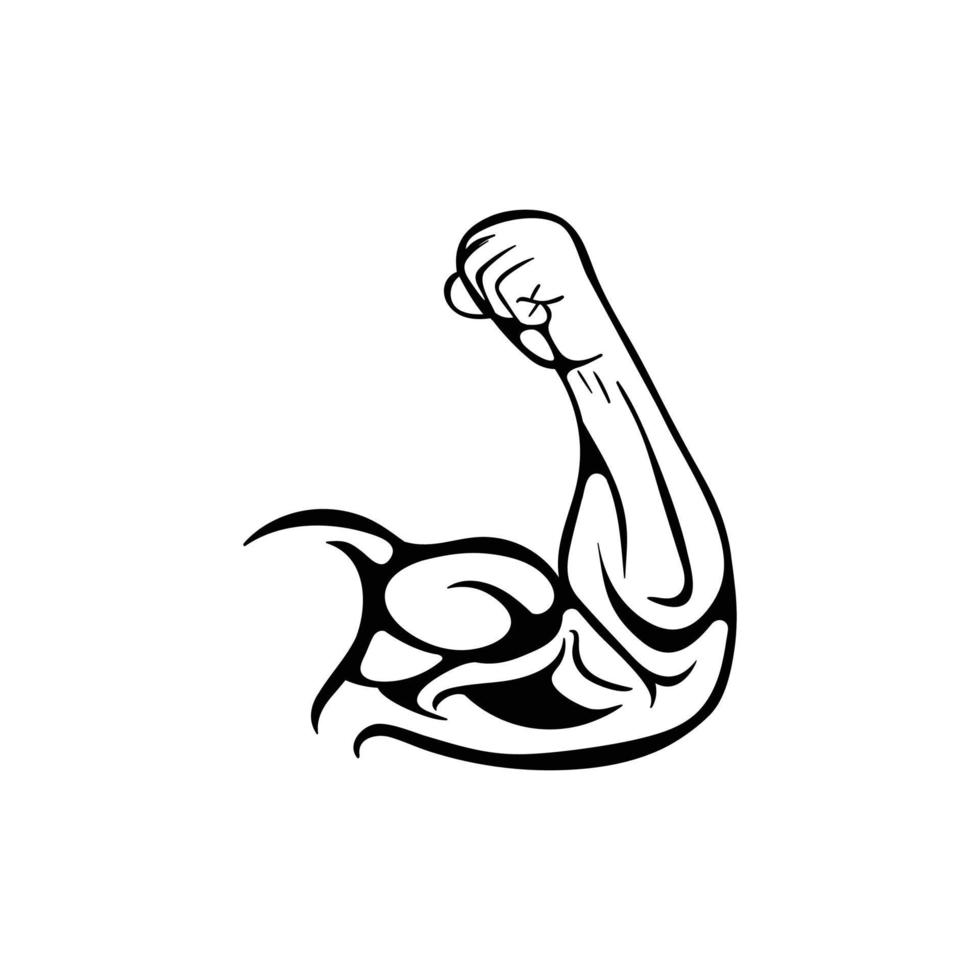 diseño creativo de silueta de mano muscular humana vector