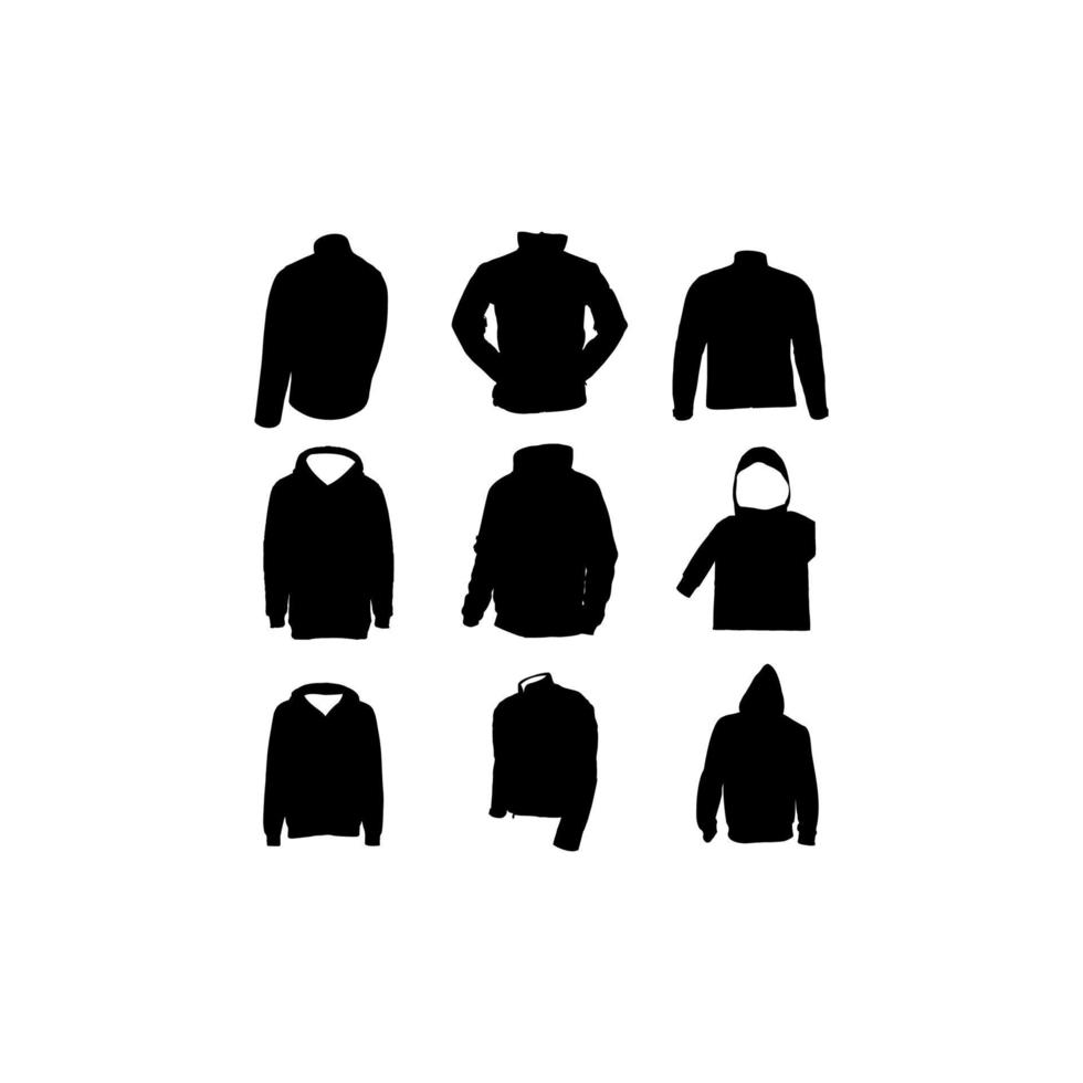 diseño de silueta de conjunto de iconos de chaqueta vector