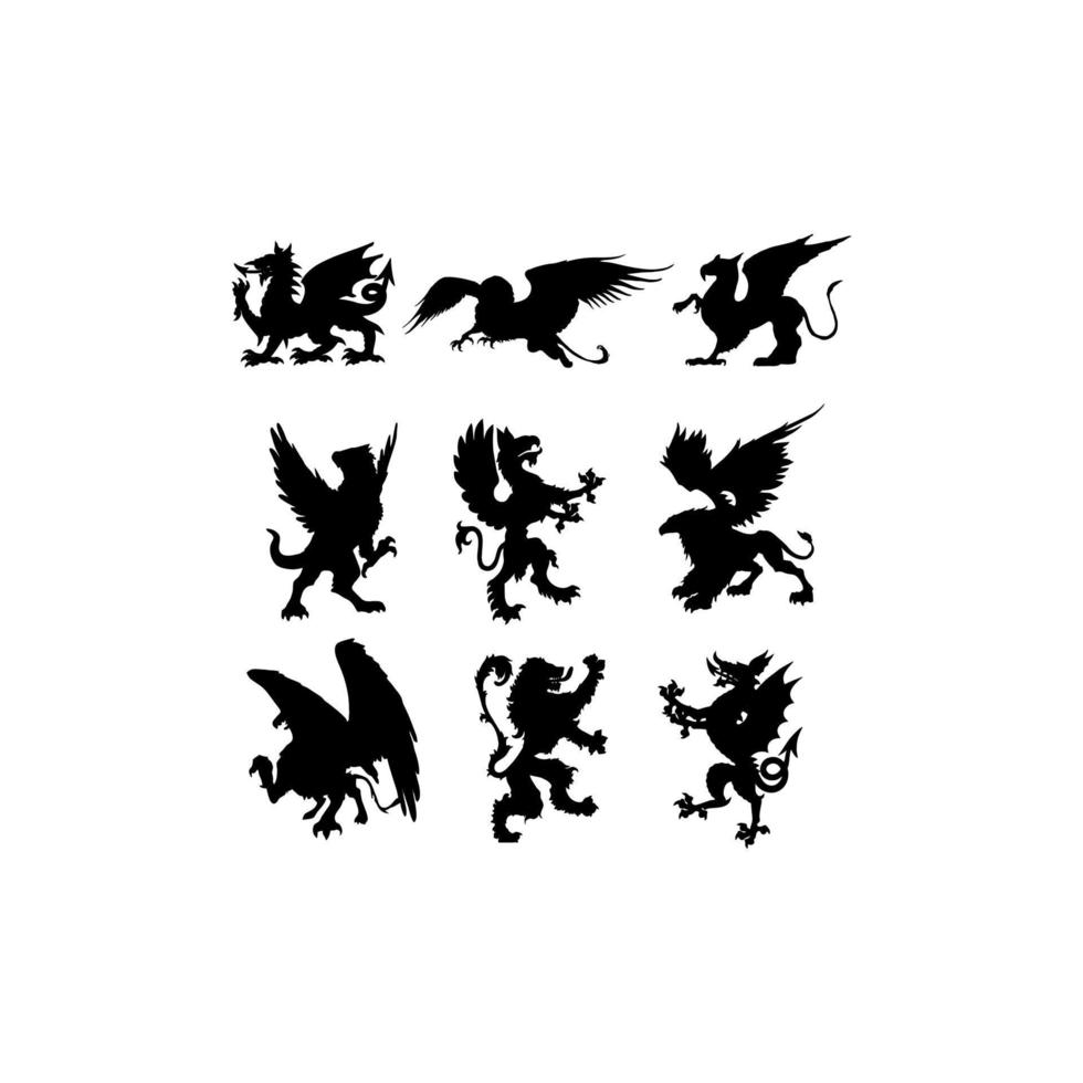 griffin animal collection silhouette design vector