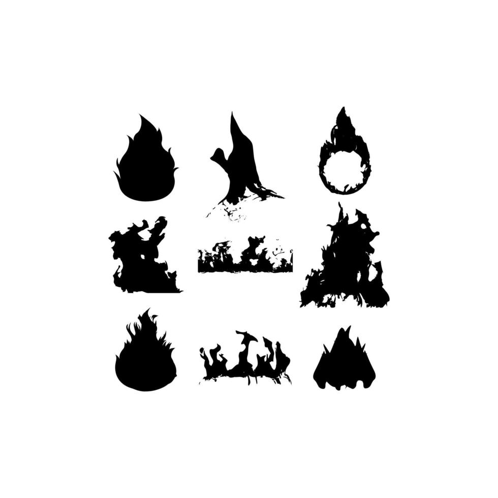 fire hot silhouette set creative design vector