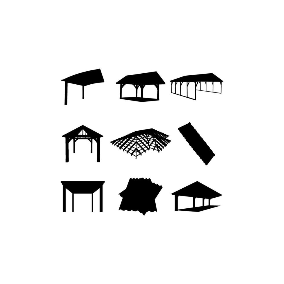 roof home building icon set creative design vector