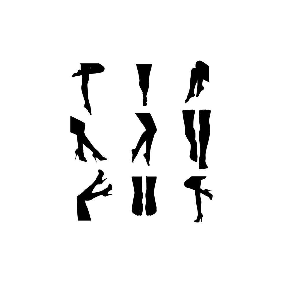 human leg silhouette set icon vector