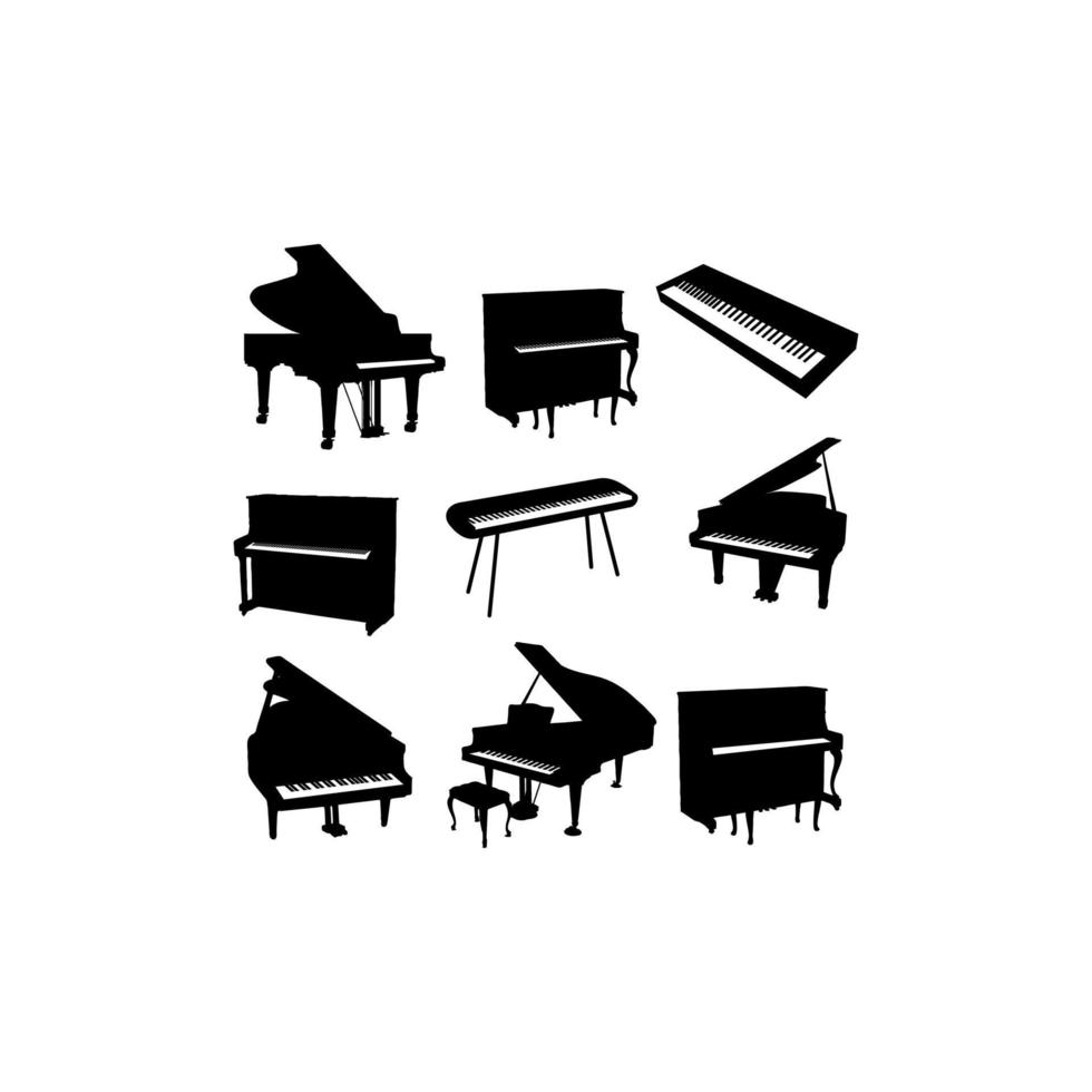 diseño de conjunto de iconos de música clásica de piano vector