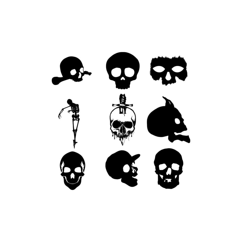 skull head icon set design vector