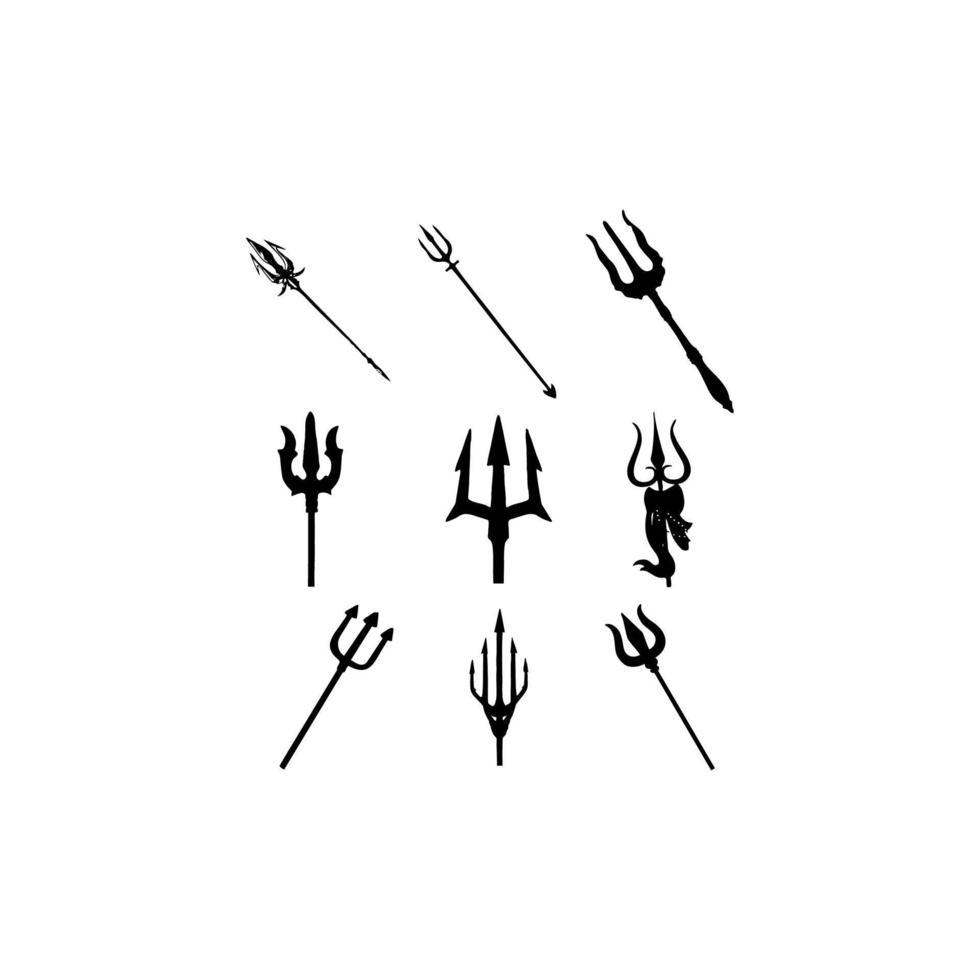 trident spear collection set icon vector