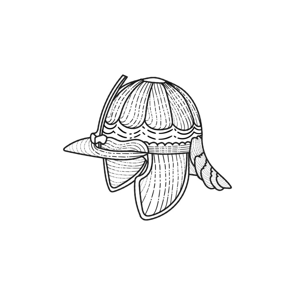 diseño de ilustración de arte de línea de casco de guerrero vector