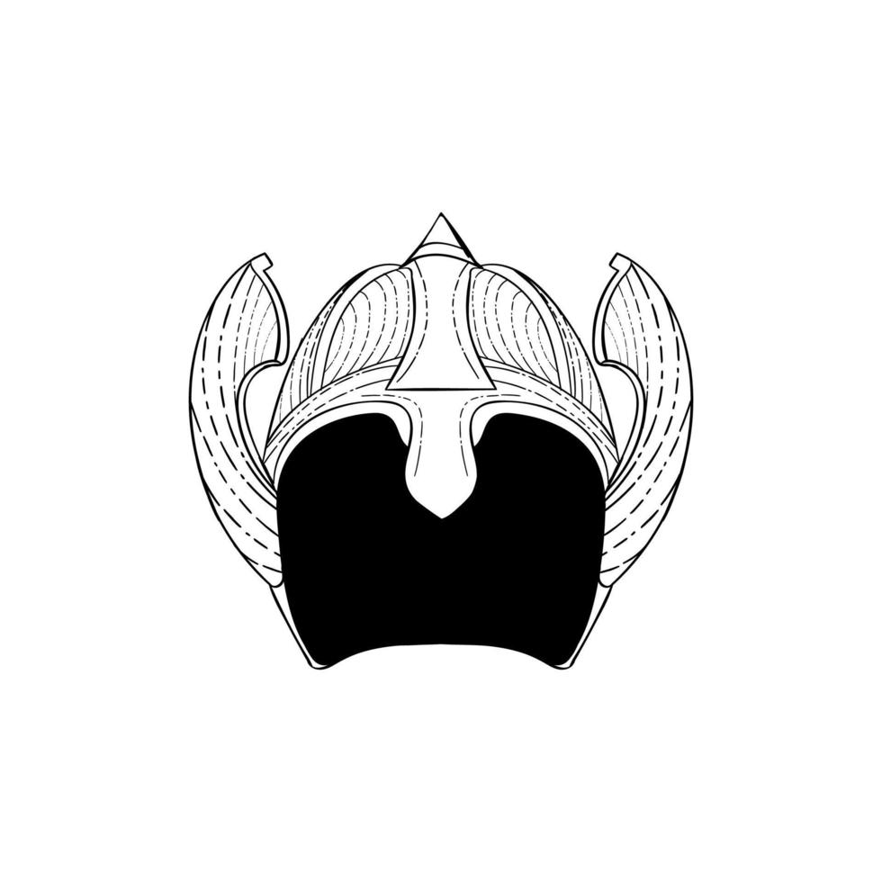 barbarian helmet king line art design vector
